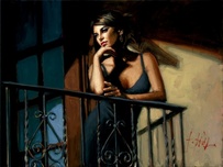 Fabian Perez Fabian Perez Saba at the Balcony VIII - Black Dress